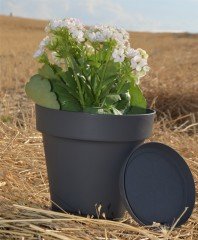 Renkli Saksı 1,7 LT 1 Adet Antrasit Renk Yalı Model Plastik Tabaklı Çiçek Saksısı