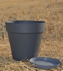 Renkli Saksı 6 LT 3 Adet Antrasit Renk Yalı Model Plastik Tabaklı Çiçek Saksısı