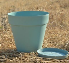 Renkli Saksı 6 LT 2 Adet Su Yeşili Renk Yalı Model Plastik Tabaklı Çiçek Saksısı