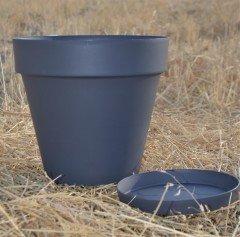 Renkli Saksı 10 LT 1 Adet Antrasit Renk Yalı Model Plastik Tabaklı Çiçek Saksısı