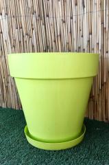 Renkli Saksı 23 LT 2 Adet Fıstık Yeşili Renk Yalı Model Plastik Tabaklı Çiçek Saksısı