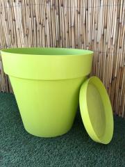 Renkli Saksı 23 LT 2 Adet Fıstık Yeşili Renk Yalı Model Plastik Tabaklı Çiçek Saksısı