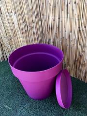 Renkli Saksı 23 LT 2 Adet Vişne Renk Yalı Model Plastik Tabaklı Çiçek Saksısı