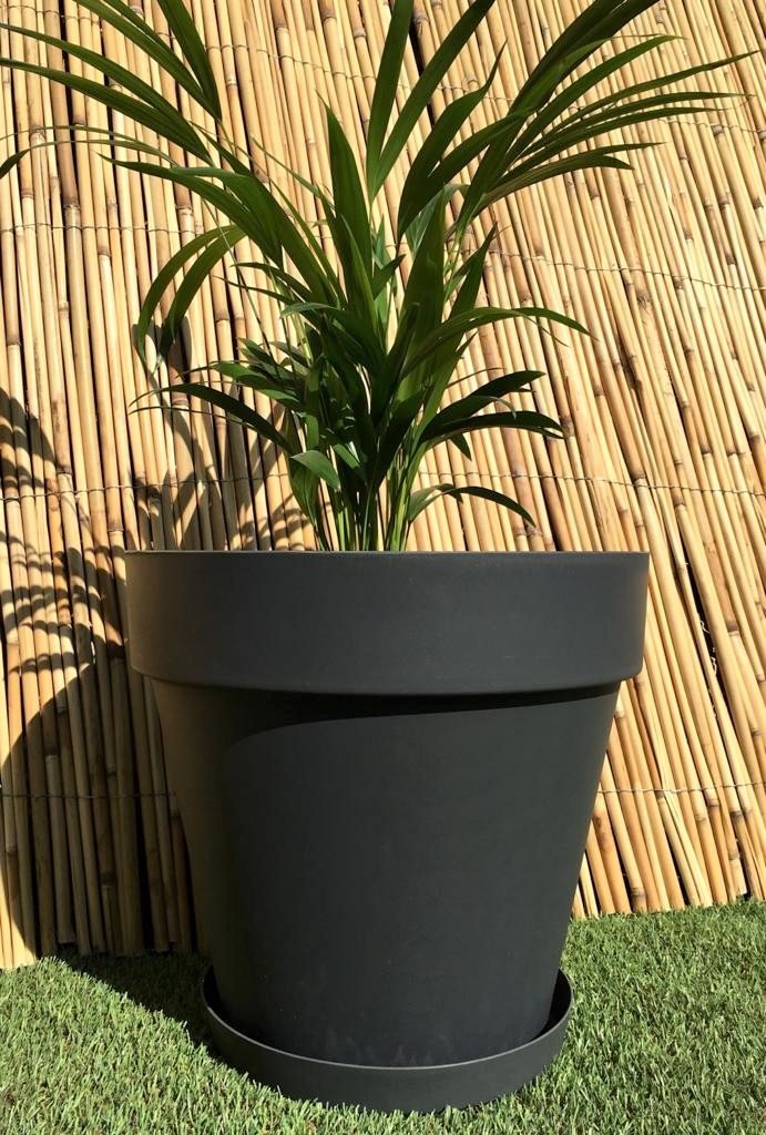 Renkli Saksı 46 LT 1 Adet Antrasit Renk Yalı Model Plastik Tabaklı Çiçek Saksısı