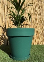 Renkli Saksı 46 LT 1 Adet Petrol Yeşili Renk Yalı Model Plastik Tabaklı Çiçek Saksısı