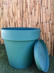 Renkli Saksı 46 LT 1 Adet Petrol Yeşili Renk Yalı Model Plastik Tabaklı Çiçek Saksısı