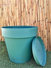 Renkli Saksı 46 LT 1 Adet Petrol Yeşili Renk Yalı Model Plastik Tabaklı Çiçek Saksısı