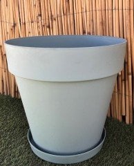 Renkli Saksı 46 LT 1 Adet Su Yeşili Renk Yalı Model Plastik Tabaklı Çiçek Saksısı