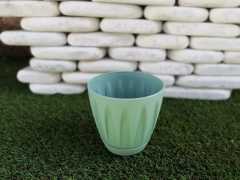 Renkli Saksı 0,7 LT 2 Adet Su Yeşili Papatya Model Plastik Tabaklı Çiçek Saksısı