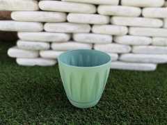 Renkli Saksı 0,7 LT 1 Adet Su Yeşili Papatya Model Plastik Tabaklı Çiçek Saksısı