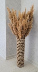 Hasır Örgü Vazo 70 cm  Yapay Çiçek Vazosu Dekoratif Saksı