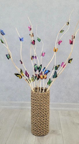 Burgulu Dal 10 Adet 100-160 cm Kelebekli Dekoratif Vazo Süsü