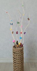 3 lü Set 50 cm Vazo 3 Kelebek 3 Ponponlu Dekoratif Vazo Süsü