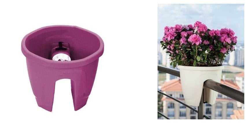 Renkli Saksı 7,5 LT 2 Adet Vişne Renk Zümrüt Model Plastik Çiçek Saksısı