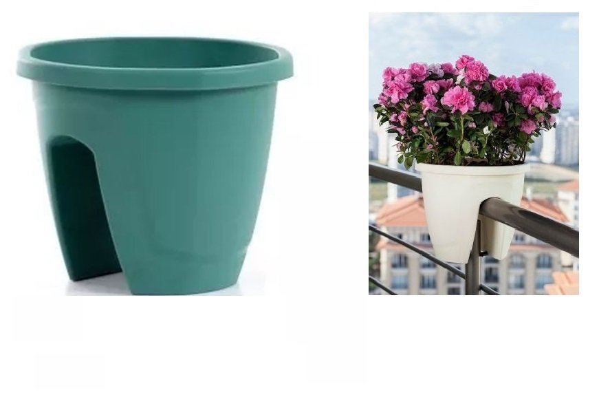 Renkli Saksı 7,5 LT 3 Adet Petrol Yeşili Renk Zümrüt Model Plastik Çiçek Saksısı