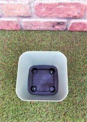 Renkli Saksı 1,8 LT 2 Adet Mint yeşili Renk Safir Model Kare Saksı Tabaklı Saksı