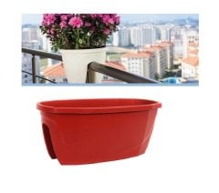 Renkli Saksı 15,5 LT 2 Adet Kırmızı Renk Zümrüt Model Plastik Çiçek Saksısı