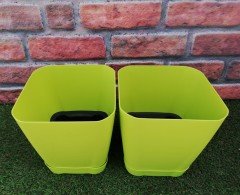 Renkli Saksı 5,6 Lt 1 Adet Fıstık Yeşili Renk Safir Saksı Kare Saksı Tabaklı Saksı