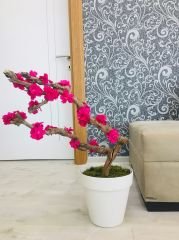 Yapay Çiçek 1 adet 40-80 cm Mor Bahar Dalı Yapay Bitki Ağaç Bonsai Ağacı