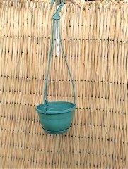 Renkli Askılı Saksı  1,7 LT 1 Adet Yeşil Renk Safir Makrome Model Tabaklı Saksı