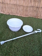 Renkli Askılı Saksı  1,7 LT 1 Adet Beyaz Renk Safir Makrome Model Tabaklı Saksı