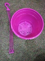 Renkli Askılı Saksı  3,4 LT 1 Adet Vişne Renk Safir Makrome Model Tabaklı Saksı