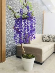 Yapay Çiçek 1 adet 80-90 cm Mor Salkım Ağacı Yapay Bitki Ağaç Bonsai Ağacı