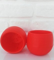Renkli Kaktüs Saksısı 3 Adet 0,13 Lt Elvan Saksı Model Kırmızı Renk Plastik Saksı