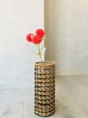 Hasır Örgü Vazo 2 li Set 30 cm ve 40 cm Çiçeklik Yapay Çiçek Vazosu Dekoratif Saksı