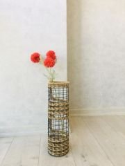 Hasır Örgü Vazo 40 cm Üç Örgü Tasarım Hasır Örgülü Çiçeklik Yapay Çiçek Vazosu Dekoratif Saksı