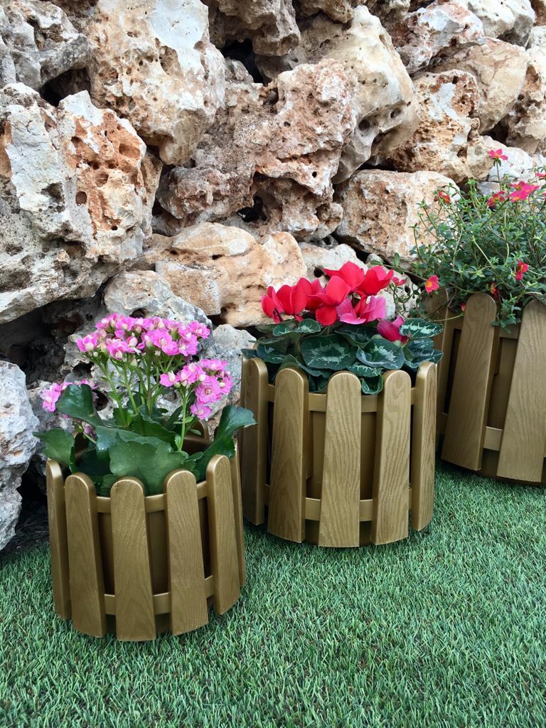 Renkli Saksısı 1 Adet 2,6 Lt Gold Renk İstanbul Saksı Plastik Çiçek Saksısı