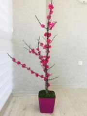 Yapay Çiçek 1 adet 80-100 cm Mor Bahar Dalı Yapay Bitki Ağaç Saksıda Yapay Çiçek Bonsai Ağacı
