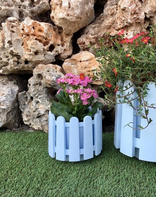 Renkli Saksısı 1 Adet 2,6 Lt Beyaz Renk İstanbul Saksı Plastik Çiçek Saksısı