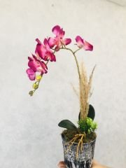 Orkide Yapay Çiçek 50 cm Mor Orkide Çiçeği Salon Bitkisi Ev Ofis İç Mekan Bitkisi