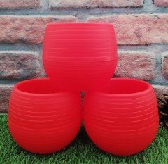 Renkli Kaktüs Saksısı 2 Adet 0,55 Lt Elvan Saksı Model Parlak Kırmızı Renk Plastik Saksı