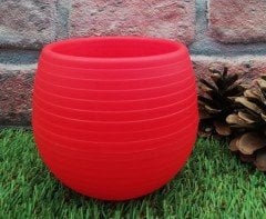 Renkli Kaktüs Saksısı 2 Adet 0,55 Lt Elvan Saksı Model Parlak Kırmızı Renk Plastik Saksı