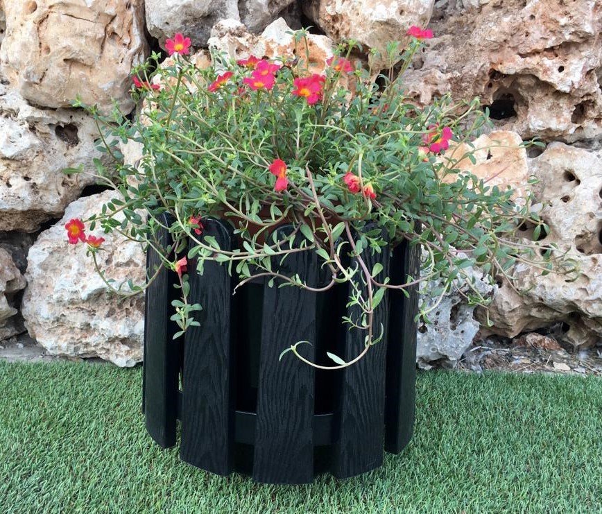 Renkli Saksısı 1 Adet 6,6 Lt Siyah Renk İstanbul Saksı Plastik Çiçek Saksısı