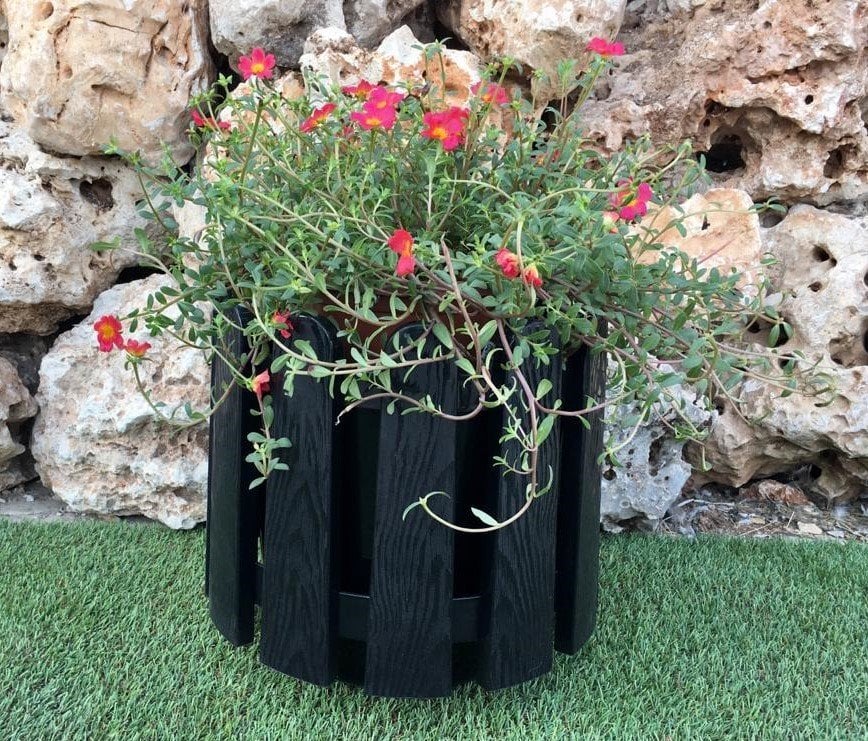 Renkli Saksısı 1 Adet 6,6 Lt Siyah Renk İstanbul Saksı Plastik Çiçek Saksısı