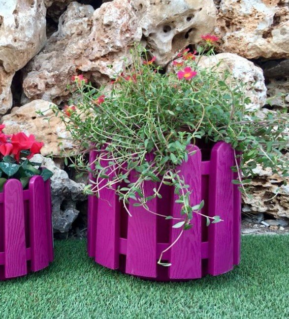 Renkli Saksısı 1 Adet 14,1 Lt Vişne Renk İstanbul Saksı Plastik Çiçek Saksısı