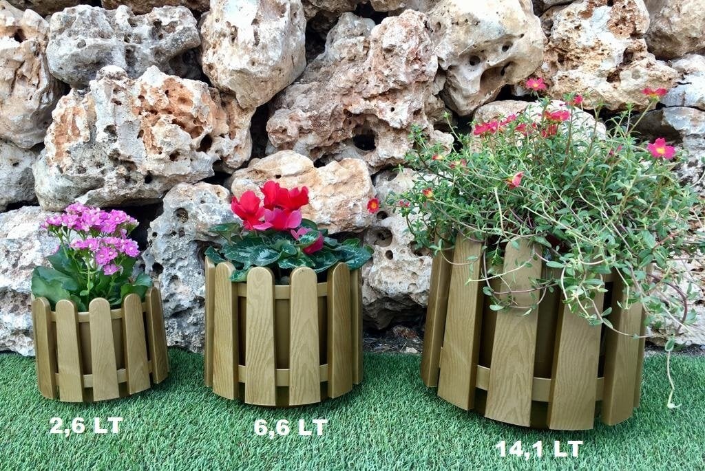 Renkli Saksısı 2 Adet 14,1 Lt Gold Renk İstanbul Saksı Plastik Çiçek Saksısı