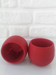 Renkli Kaktüs Saksısı 2 Adet 0,55 Lt Elvan Saksı Model Kırmızı Renk Plastik Saksı