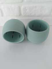 Renkli Kaktüs Saksısı 3 Adet 0,55 Lt Elvan Saksı Model Su Yeşili Renk Plastik Saksı