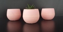Renkli Kaktüs Saksısı 3 Adet 1,3 Lt Elvan Saksı Model Pudra Pembe Renk Plastik Saksı