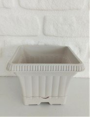 Balkon Saksısı 2,2 Lt 2 Adet Ova Balkon Model Krem Renkli Plastik Saksı