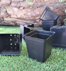 Kare Üretim Saksısı 5 Adet 0,33 LT Siyah Plastik Saksı