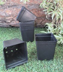 Kare Üretim Saksısı 5 Adet 0,33 LT Siyah Plastik Saksı