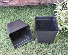 Kare Üretim Saksısı 5 Adet 0,33 LT Siyah Plastik Saksı