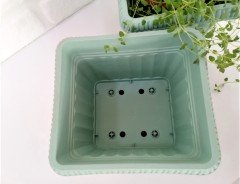 Balkon Saksısı 2,2 Lt 2 Adet Ova Balkon Model Su Yeşili Renkli Plastik Saksı