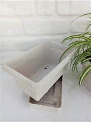 Balkon Saksısı 3,5 Lt 2 Adet Ova Balkon Model Krem Renkli Plastik Saksı