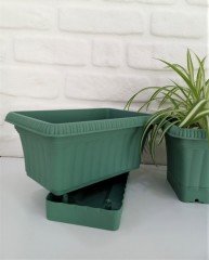 Balkon Saksısı 3,5 Lt 2 Adet Ova Balkon Model Petrol Yeşili Renkli Plastik Saksı